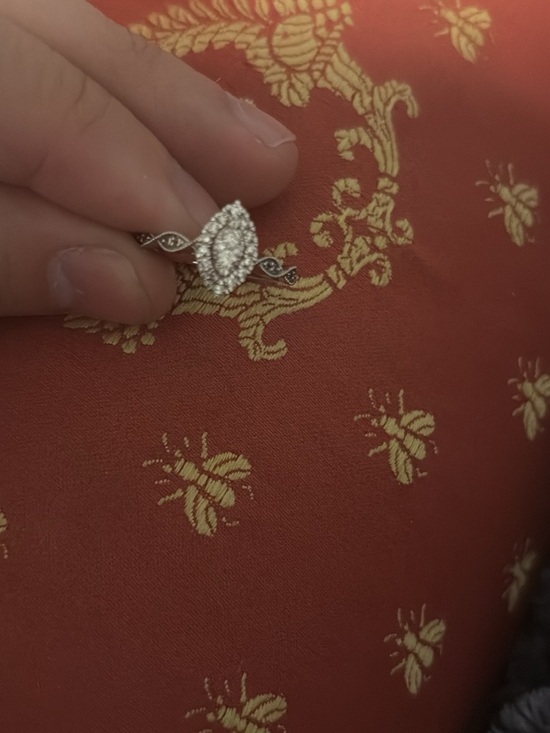 Jewelry - Silver Marquise Halo Diamond Cluster Ring - White